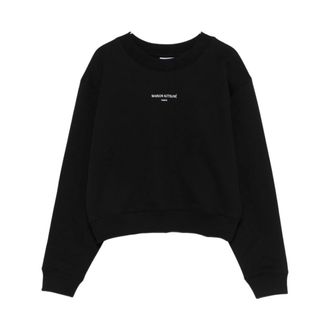 Maison Kitsun&eacute; Paris Cropped Sweatshirt - Dames - Sweatshirts - Zwart - M - Katoen - Hoodies & sweatvesten