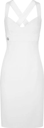 Philipp Plein Silk Short Dress - Dames - Feestkleedjes - Wit - L - Polyester - Kleedjes
