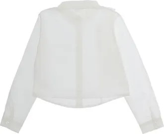 Nan&aacute;n Girls Ruffle Trim Cotton Shirt White Blouses And