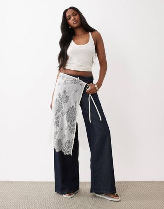 Gina Tricot Gina Tricot - Gonna copricostume in pizzo bianco sporco