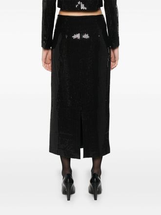 PESERICO Sequinned Maxi Skirt - Black