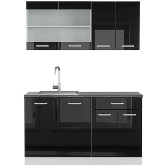 Vicco Cocina Vers&aacute;til R-line, Negro Brillo/blanco, 140 Cm, Et Antracita