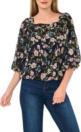 CeCe by Cynthia Steffe Square Neck Bubble Top in Rich Black at Nordstrom Rack, Size X-Large