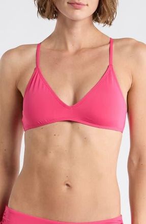 Roxy Beach Classics Strappy Athletic Triangle Bikini Top in Paradise Pink at Nordstrom Rack, Size Large