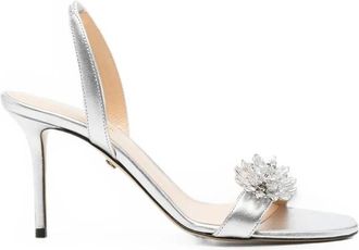 Mach & Mach Mach & Mach, Schoenen, Dames, Grijs, 38 1/2 EU, Leer, Sandaal met Kristalversiering van Leer