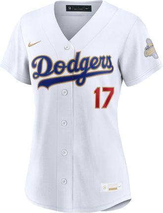 Nike Shohei Ohtani Los Angeles Dodgers 2025 World Series Champion Gold Series Nike Womens MLB Stadium Jersey in White | RW260KQJ6LD-CFX