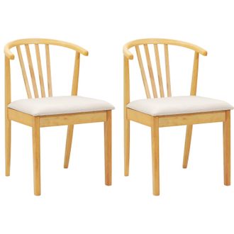vidaXL Silla De Comedor 2 Pcs Natural Y Claro Madera De Caucho S&oacute;lida Vidaxl