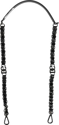 Dolce & Gabbana Womens Black Leather Silver Chain Bag Accessory Shoulder Strap Real Brass Zamak Calf