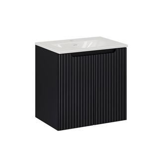 Petits Meubles Mueble lavabo individual encastrado paneles de melamina y mdf negro