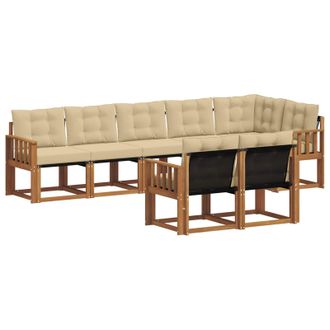 vidaXL Conjunto De Sof&aacute;s De Exterior Con Coj&iacute;n 8 Pcs Natural Y Beige Vidaxl