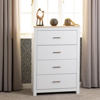 Seconique Portland 4 Drawer Chest in White