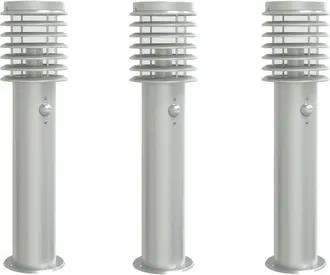 vidaXL L&aacute;mparas De Suelo De Exterior Con Sensor 3 Uds Acero Inox 60 Cm Vidaxl