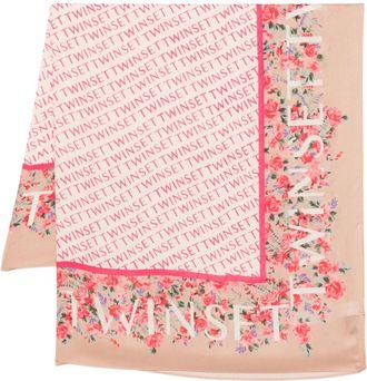 Twinset Scarves, unisex, Multicolor, Size: ONE SIZE Kefia a fantasia logo e fiori