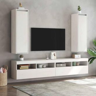 Berkfield Home Wall Cabinets 2 pcs White 30x30x100 cm Solid Pinewood | Size: 30 x 30 x 100 cm
