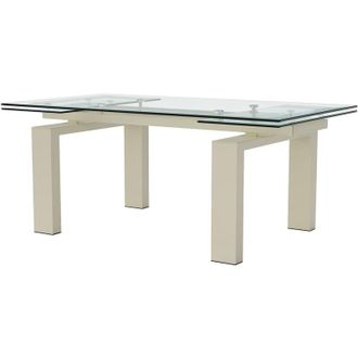 Vente-Unique Vente-unique - Tavolo da pranzo allungabile per 8 a 10 persone in vetro temprato e metallo beige - Transparente - lubana
