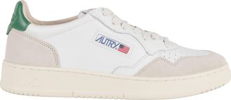 Autry Medalist Low White and Green Suede Leather Sneakers
