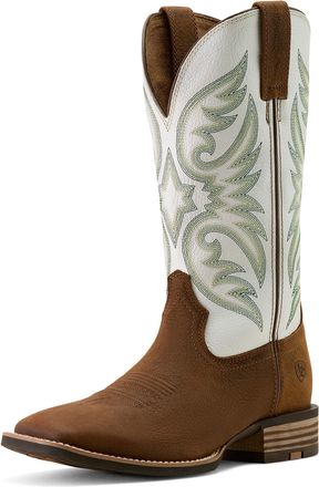 Ariat Mens Ricochet Wide Square Toe Western Boots in Mustang Brown Smokey Cream, D Medium Width, Size 8.5, by Ariat