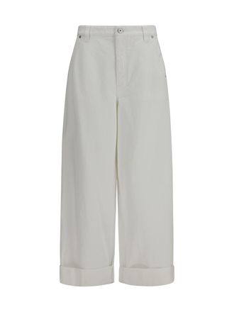 Brunello Cucinelli Womens Cotton Pants Natural Trousers