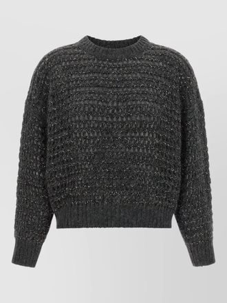 Brunello Cucinelli wool cashmere open mesh striped sweatshirt
