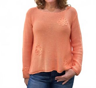 Wooden Ships Blossom Cropped Sweater In Cantaloupe