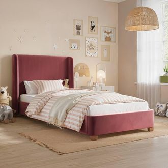 Flair Alma Single Winged Headboard Bed in Pink