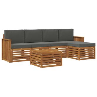 vidaXL Conjunto De Sof&aacute;s De Exterior 6 Pcs Natural Y Antracita Vidaxl