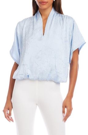 Karen Kane Crushed Satin V-Neck Top in Light Blue at Nordstrom, Size X-Small P