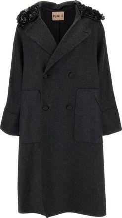 Plan C Double-Breasted Coat - Dames - Mantel - Zwart - XS - Wol - Jassen