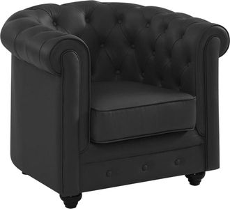 Vente-Unique Sill&oacute;n de piel de b&uacute;falo CHESTERFIELD - Negro