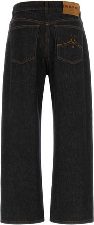 Marni Womens Embroidered Denim Jeans Black Cotton