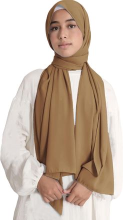 Lina & Lily Medina Silk Hijab Head Scarf Shawl Wrap for Muslim Women Non-see-through Non-slip (Peanut)