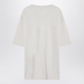 Maison Margiela Mens T-shirt With Embroidered Logo - Light Grey Cotton - Size Medium