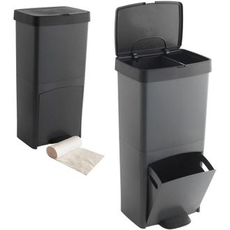 SP Berner Sp Berner - Cubo De Basura 70l De 2 Compartimentos Con 20 Bolsas De Basura Adaptadas De 10l