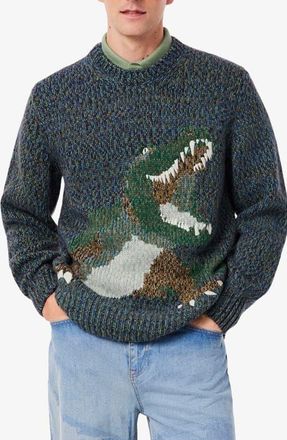 Lacoste Classic Fit Crocodile Intarsia Sweater in Bleu France Mouline at Nordstrom, Size 4