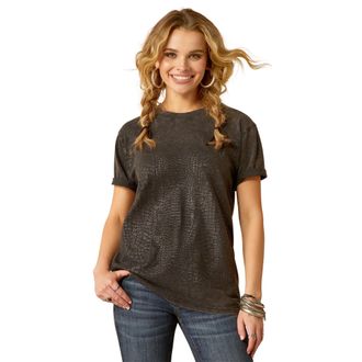 Ariat Womens Later Gator Top in Washed Black, Size X-Small, by Ariat