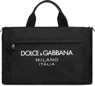 Dolce & Gabbana Nylon Holdall met Rubberlogo - Heren - Shoppers - Zwart - ONE Size - Nylon - Tassen