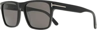 Tom Ford Black Acetate Square Grey Smoke Mens Sunglasses FT1205 01A 55