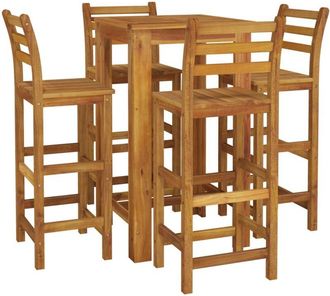 vidaXL Vidaxl - Mesa y taburetes altos de jardín 5 pzas madera maciza acacia