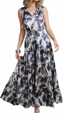 Lola & Sophie Sleeveless Tiered Maxi Dress In Denim Blue