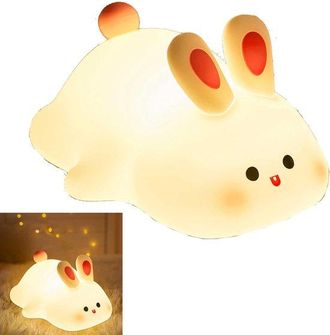 OEM L&aacute;mpara De Noche Con Forma De Conejo De Cara Grande, Linda L&aacute;mpara De Silicona Con Forma De Conejo, Recargable Por Usb, Sala De Estar, Blanco