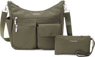 Baggallini Modern Everywhere Hobo Crossbody Bag with Wristlet in Olive Heritage at Nordstrom