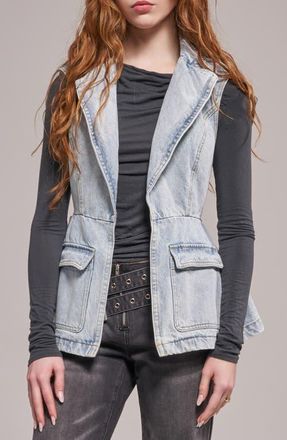 Azalea Wang Ryn Denim Peplum Vest at Nordstrom, Size X-Large