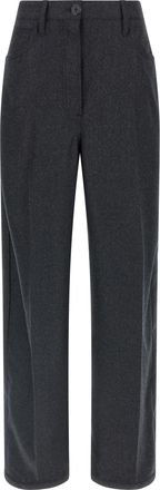 Prada Gray Virgin Wool Casual Womens Pants