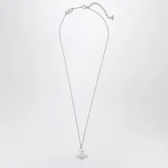 Vivienne Westwood Collana con ciondolo Orb platino con cristalli