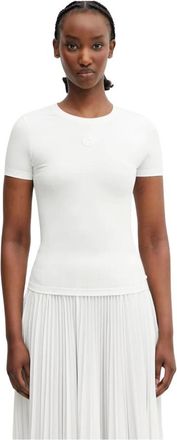 Marine Serre Tops, Dames, Wit, S, Katoen, Pearl Logo Baby Fit T-Shirt
