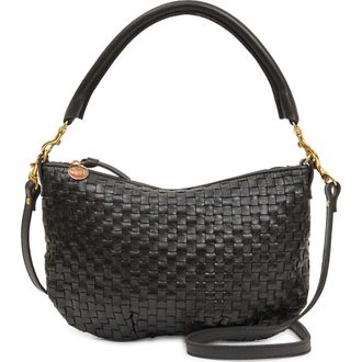 Clare Vivier Petit Moyen Woven Leather Shoulder Bag in Black at Nordstrom