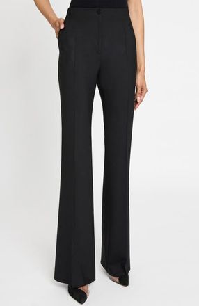 Santorelli Beth Flared Pant in Virgin Wool Stretch in Black at Nordstrom, Size 10