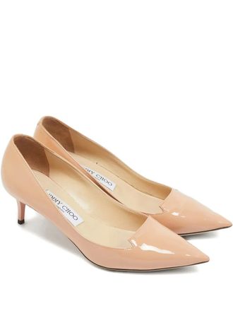 Jimmy Choo London 50mm patent-finish pumps - Neutrals