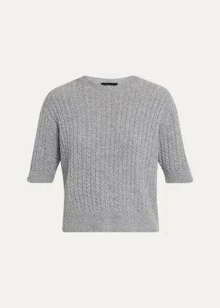 Theory Cashmere Short-Sleeved Crop Sweater