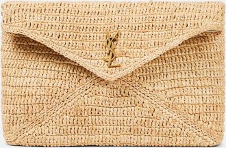 Saint Laurent Cassandre Large raffia pouch